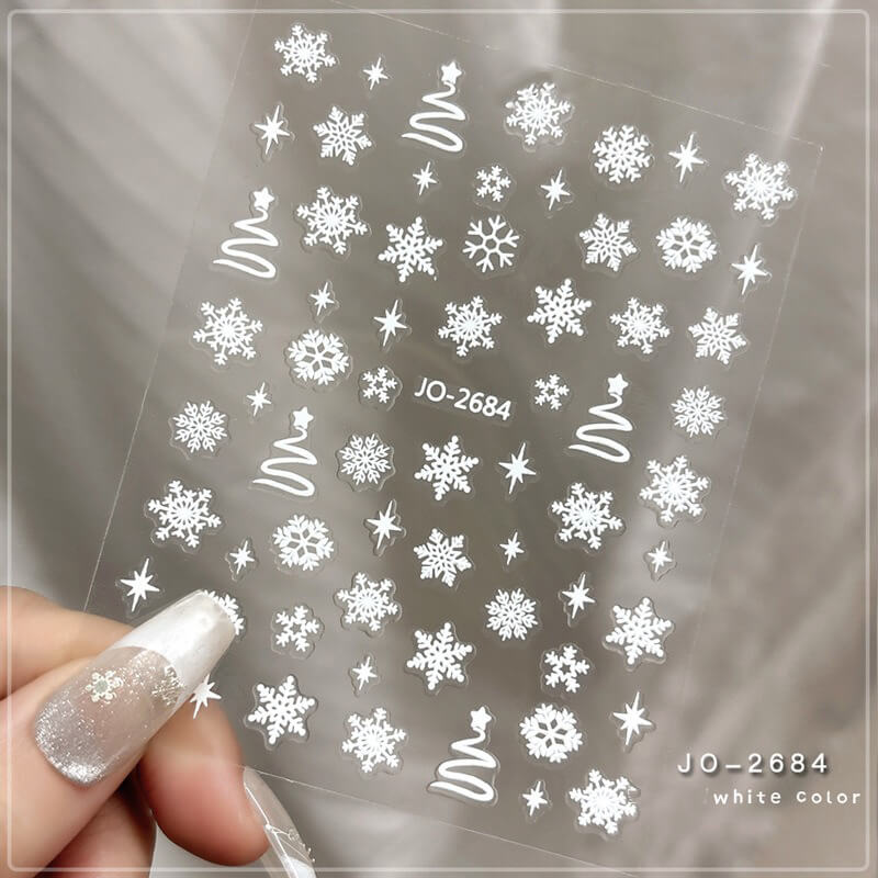 Gold Laser Xmas Tree Snowflake Nail Art Stickers