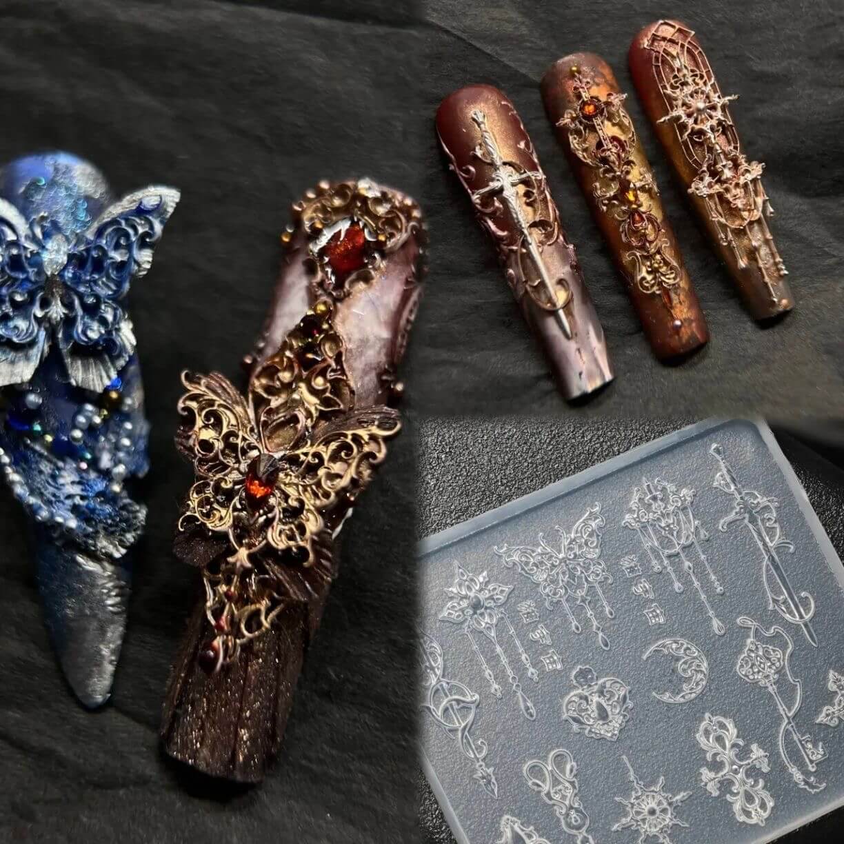 Baroque Royal Window Relief Silicone Nail ArtMold – 3D Ornate Nail Design Mold