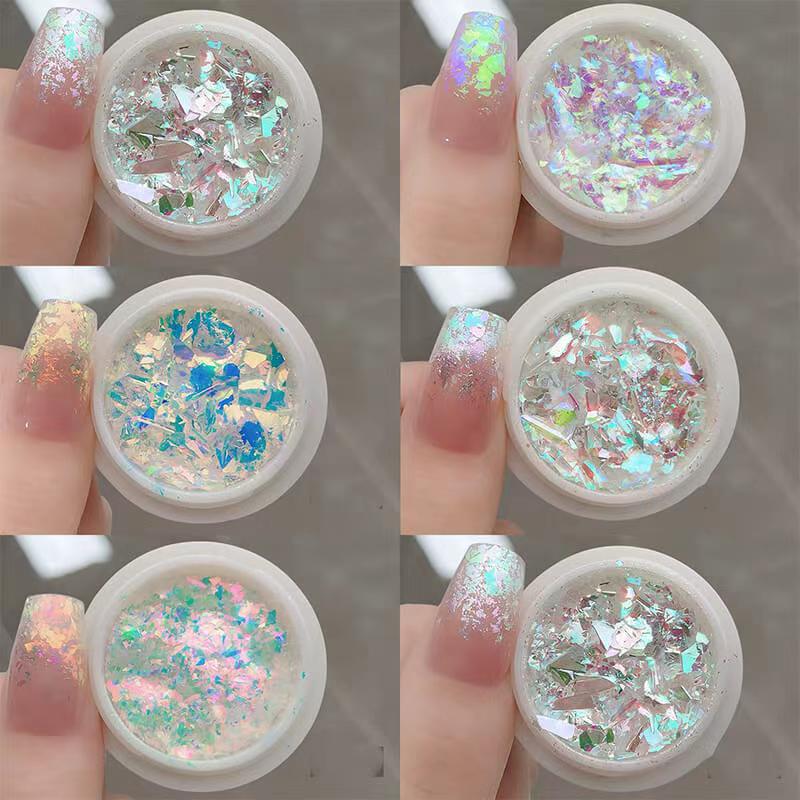 Aurora Iridescent Nail Flakes – Ultra Sparkle Holographic Nail Glitter