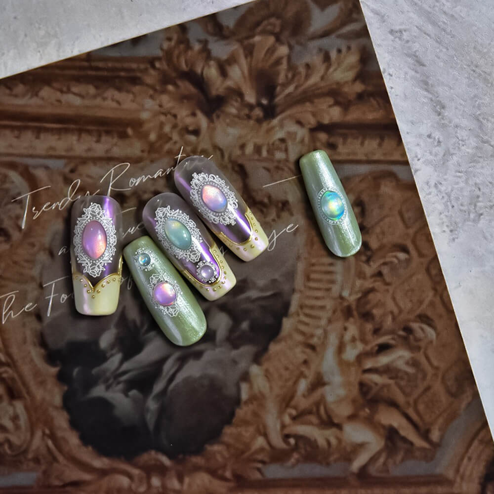Retro Cat Eye Aurora Gem Nail Art Stickers