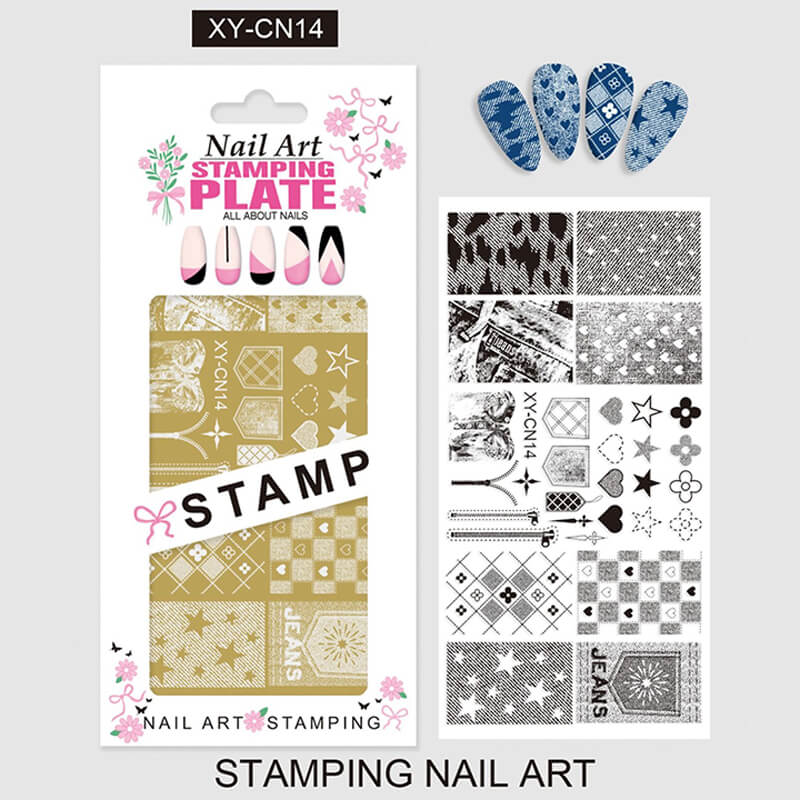 Plaid Butterfly Comic French Animal Nail Stamping Plate – Multi-Pattern Nail Art Steel Plate