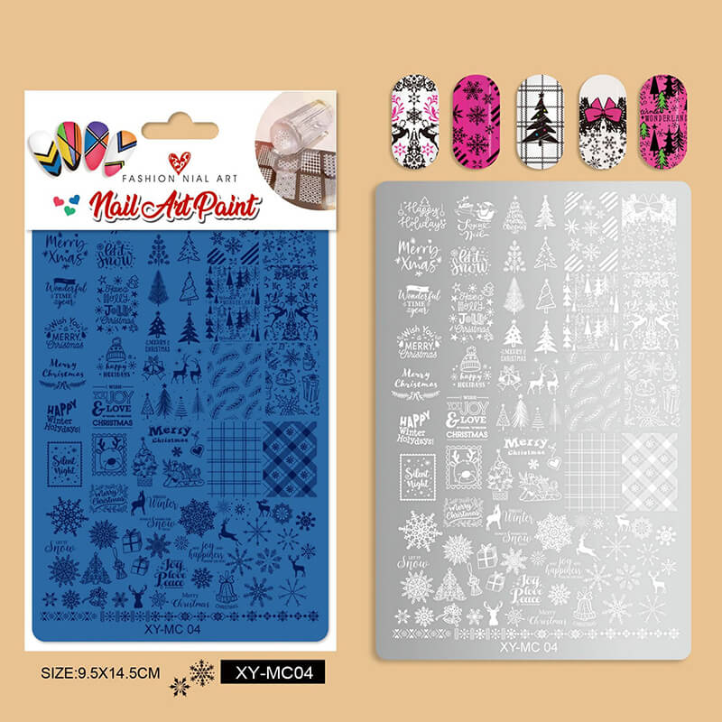 Christmas Nail Stamping Plate – Snowflake & Christmas Tree Nail Art Steel Plate