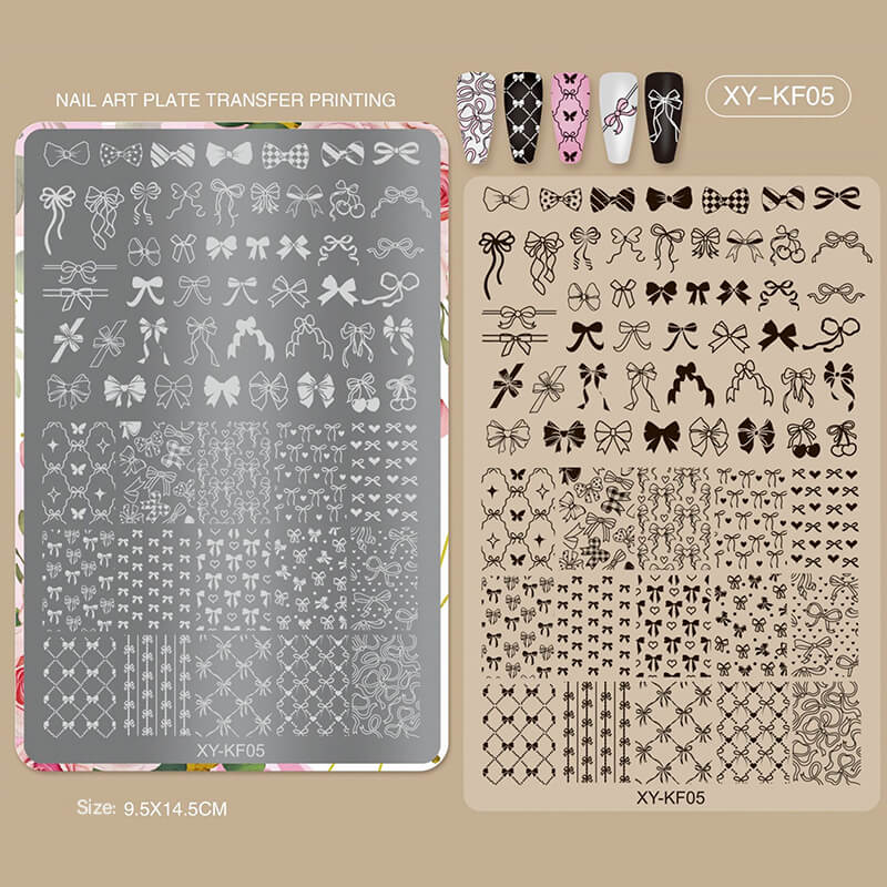 Butterfly Star Rose Bow Nail Stamping Plate –Cute Multi-Pattern Nail Art Steel Plate