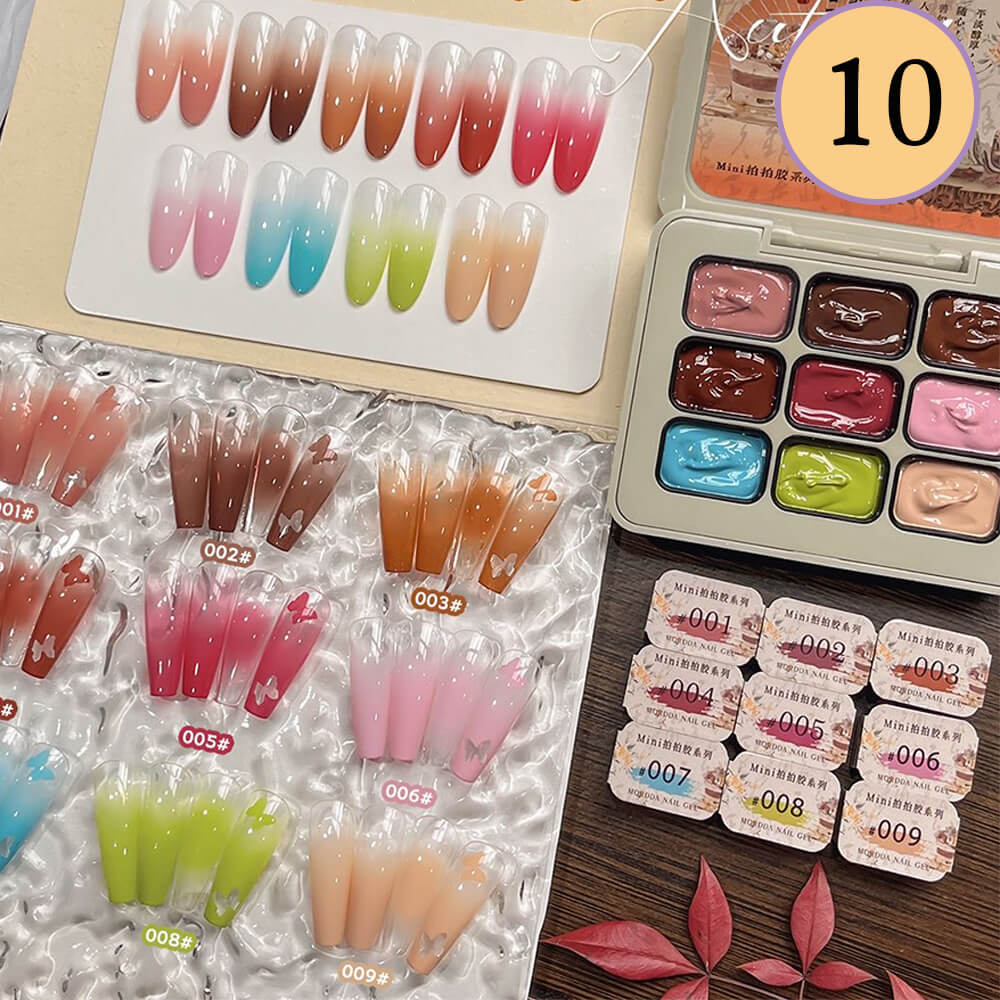 9-Color Ombre Nail Gel Polish No Wipe Painting Gel for Nail Art