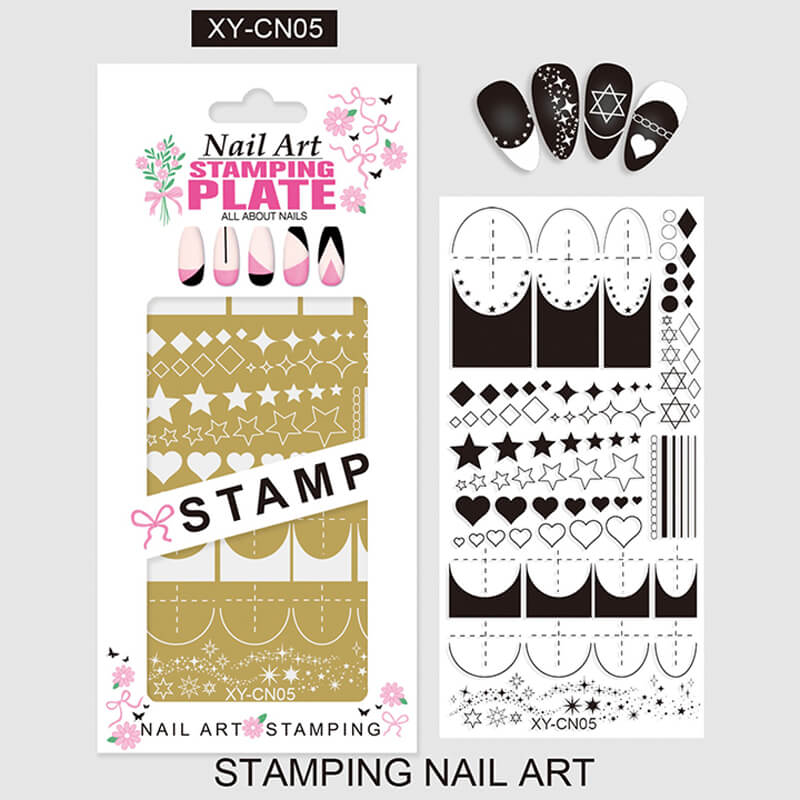 Plaid Butterfly Comic French Animal Nail Stamping Plate – Multi-Pattern Nail Art Steel Plate