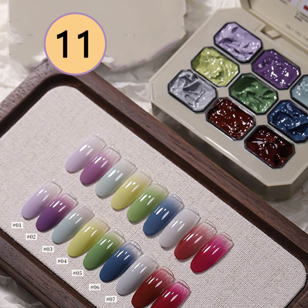 9-Color Ombre Nail Gel Polish No Wipe Painting Gel for Nail Art