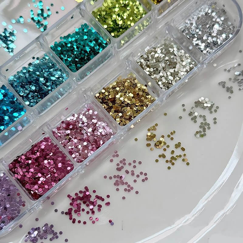 Mini round dot sequins in assorted colors for nail decorations