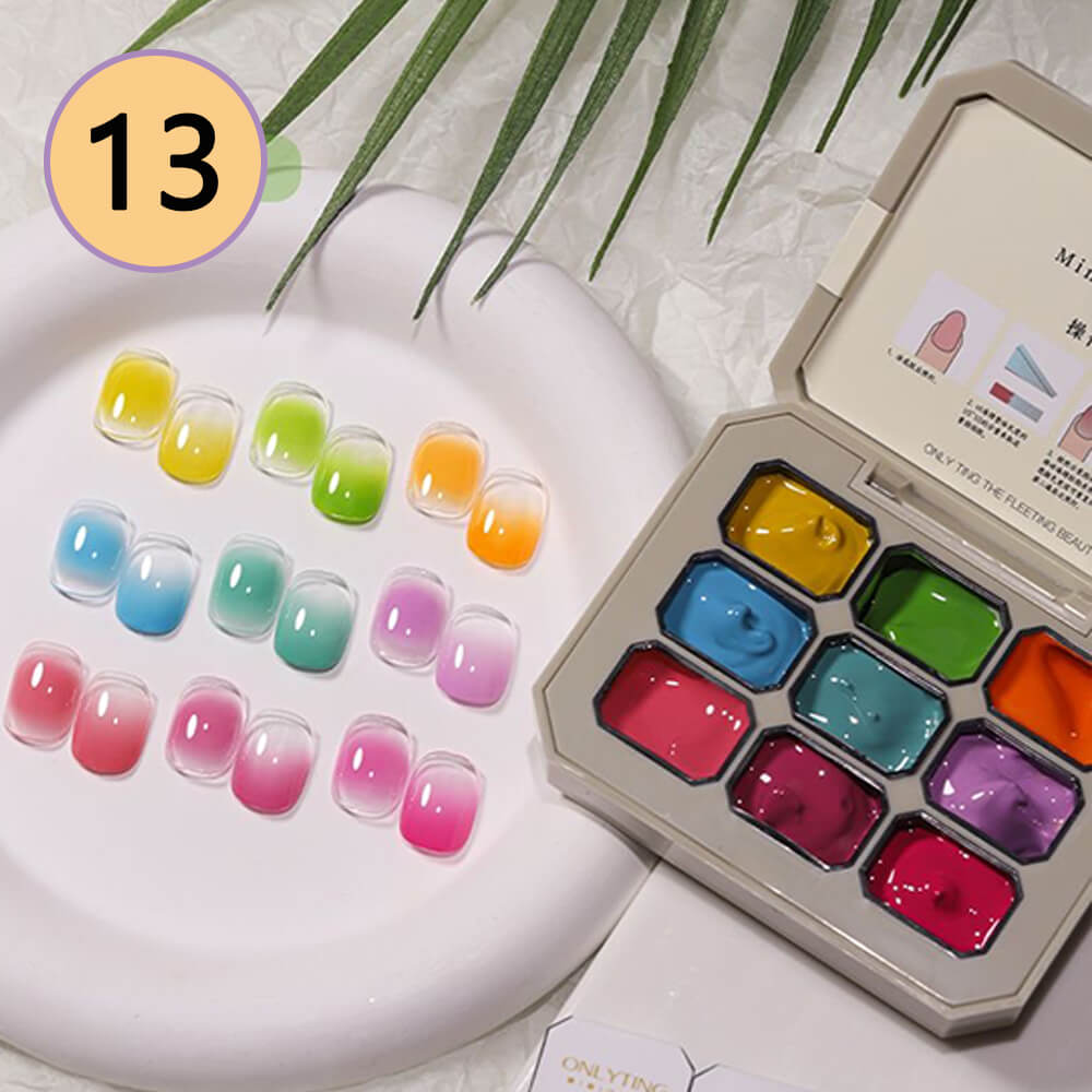 9-Color Ombre Nail Gel Polish No Wipe Painting Gel for Nail Art