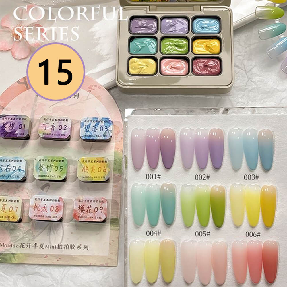 9-Color Ombre Nail Gel Polish No Wipe Painting Gel for Nail Art