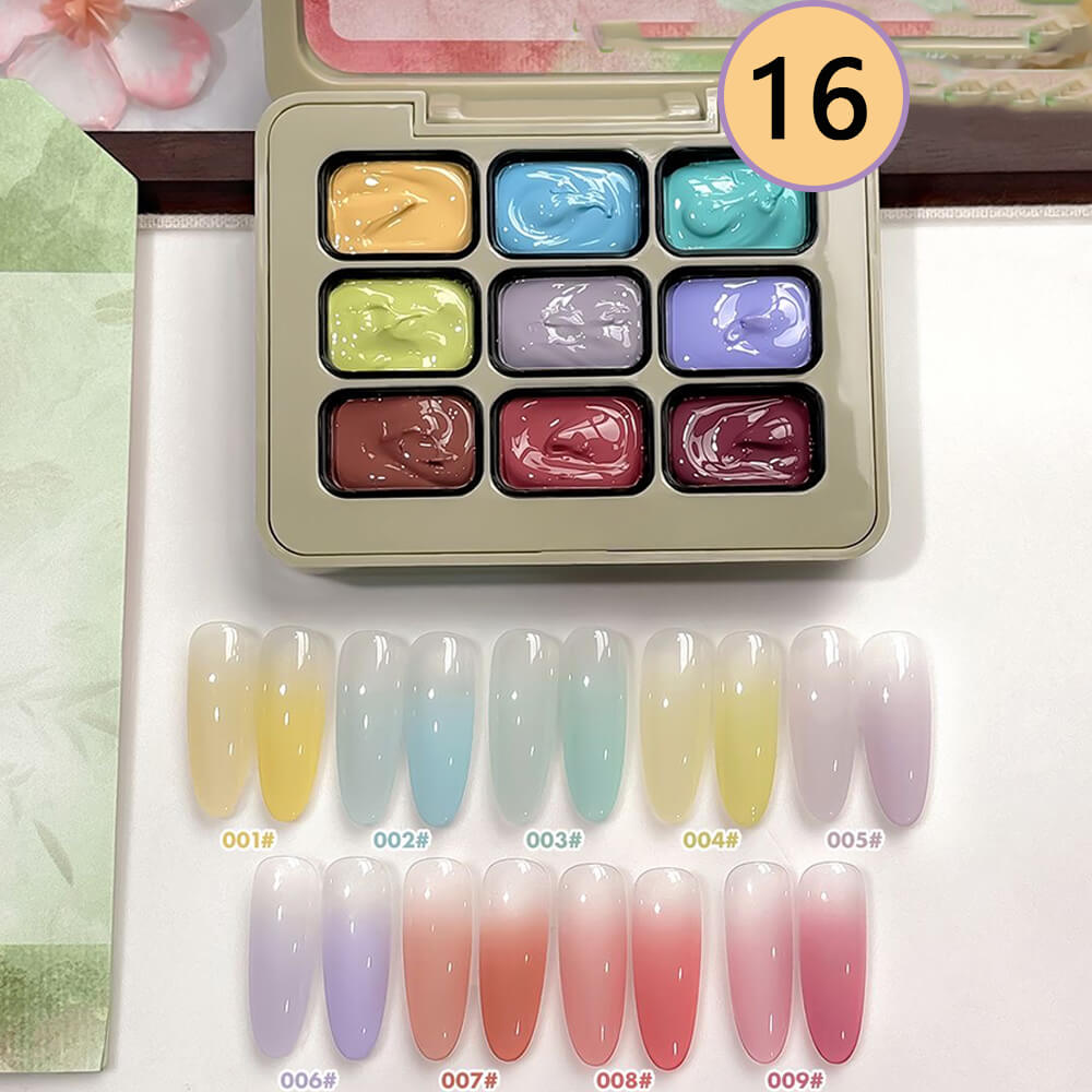 9-Color Ombre Nail Gel Polish No Wipe Painting Gel for Nail Art