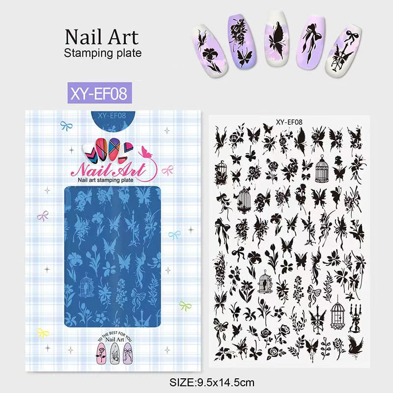 Lace Zebra Crocodile Butterfly Botanical Nail Stamping Plate – Multi-Pattern Nail Art Steel Plate