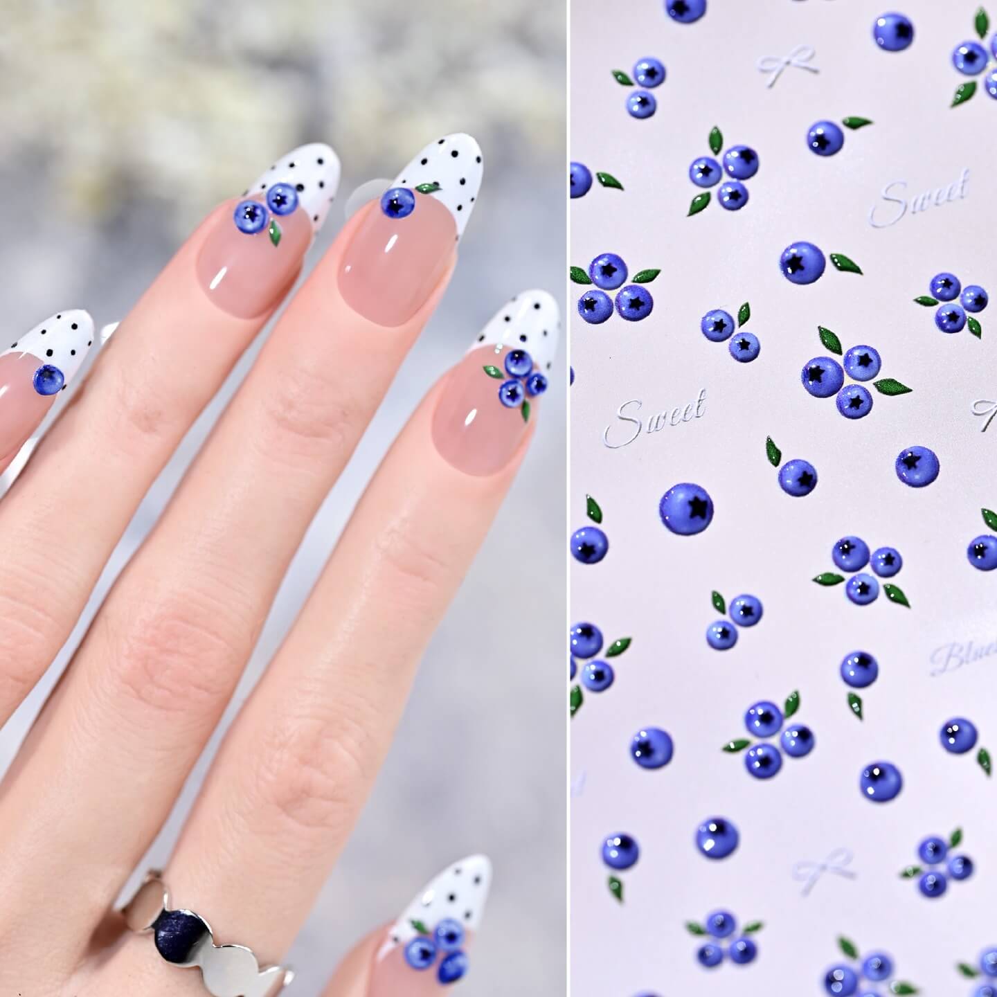 3D Blueberry Nail Stickers – Fruit Nail Art Decals