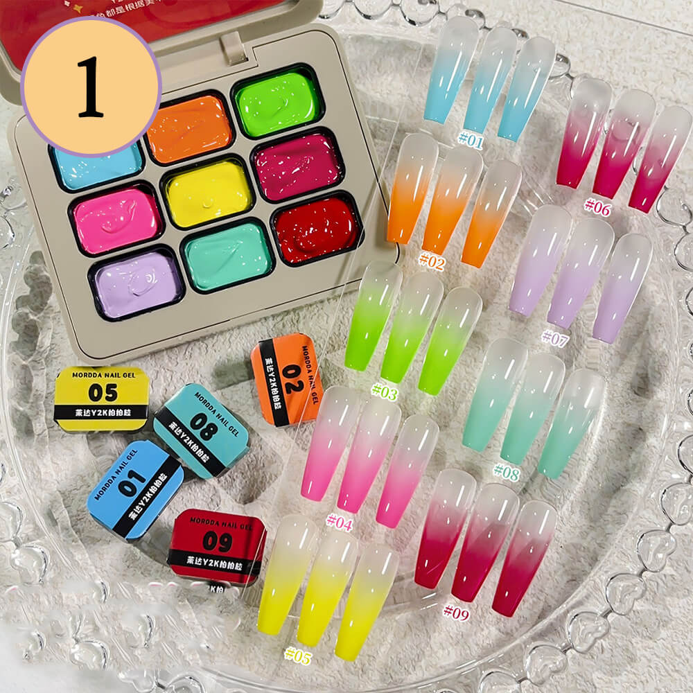 9-Color Ombre Nail Gel Polish No Wipe Painting Gel for Nail Art