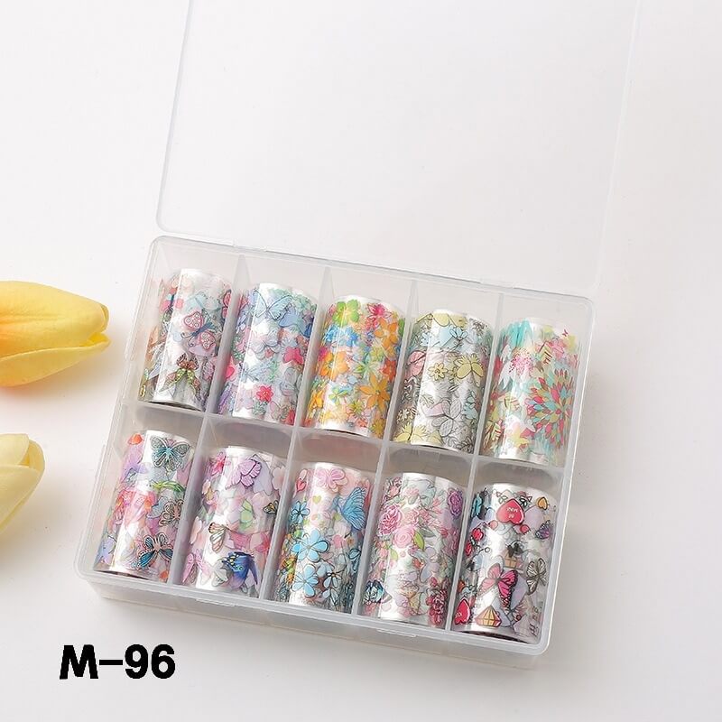 nail art foil paper set—10 rolls of butterfly garden