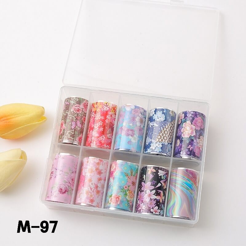 nail art foil paper set—10 rolls of floral garden