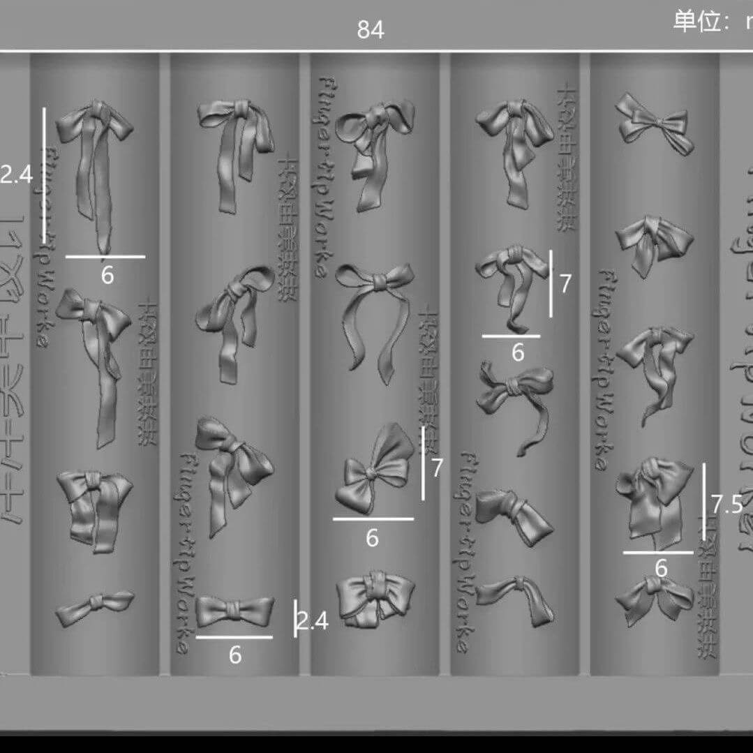 3D bowknot nail mold with ribbon style for nail decorations
