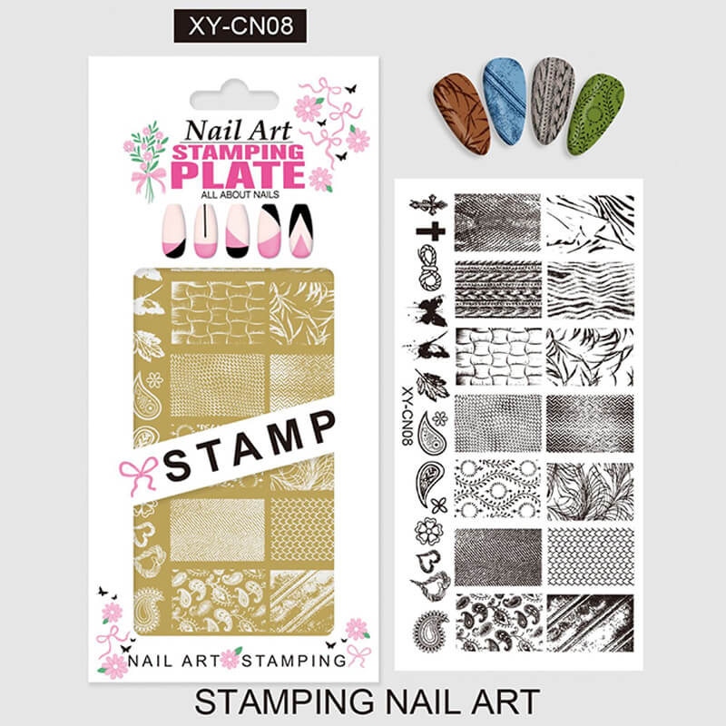 Plaid Butterfly Comic French Animal Nail Stamping Plate – Multi-Pattern Nail Art Steel Plate
