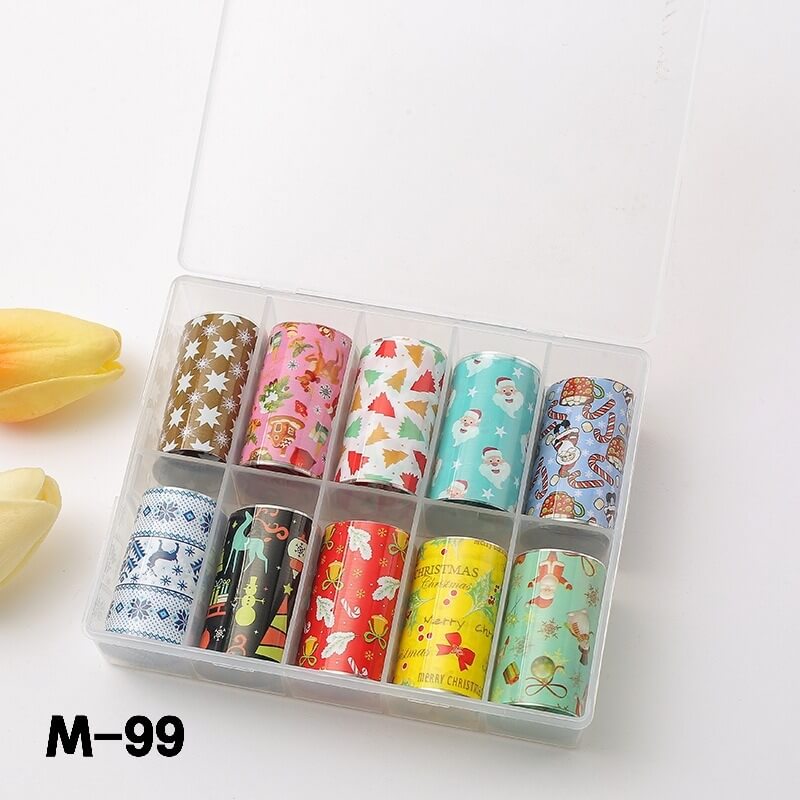 nail art foil paper set—10 rolls of christmas 