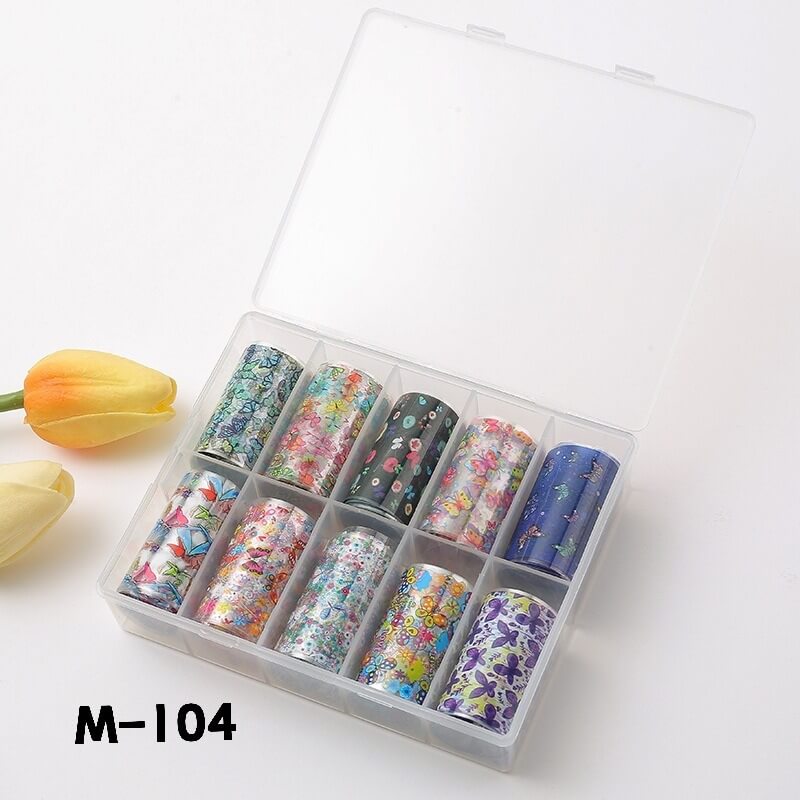 Leopard Starry Plaid Floral Nail Foil Transfer Paper – Mixed Pattern Nail Art Foils