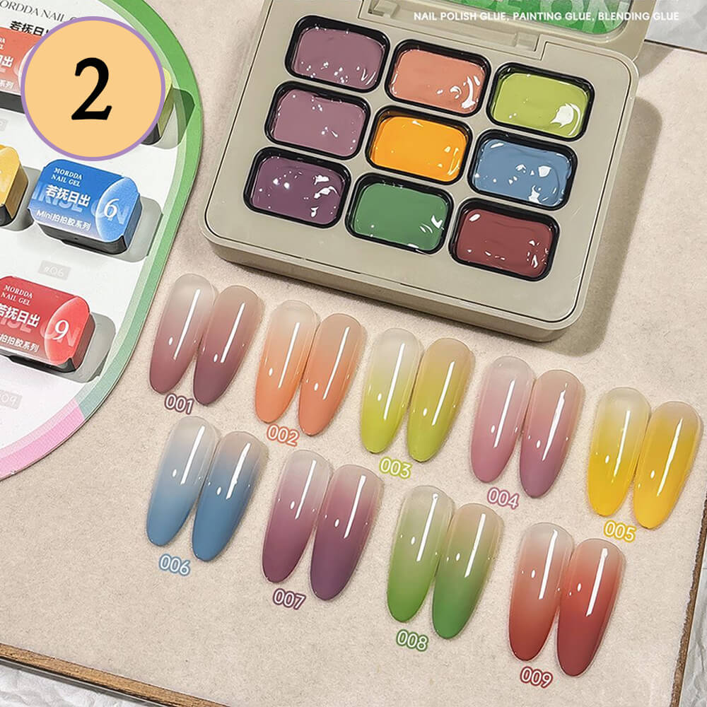 9-Color Ombre Nail Gel Polish No Wipe Painting Gel for Nail Art