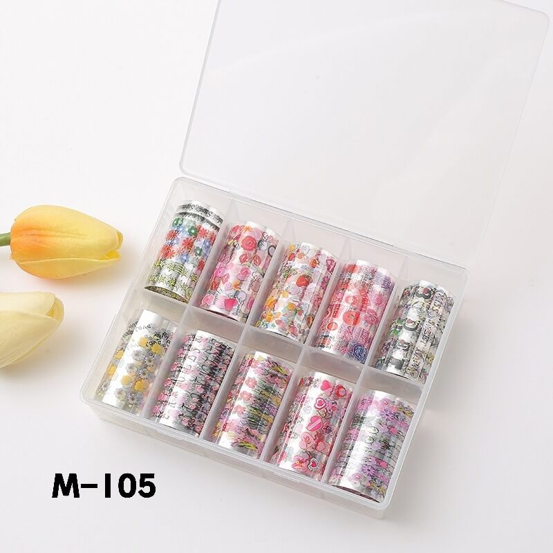 Leopard Starry Plaid Floral Nail Foil Transfer Paper – Mixed Pattern Nail Art Foils