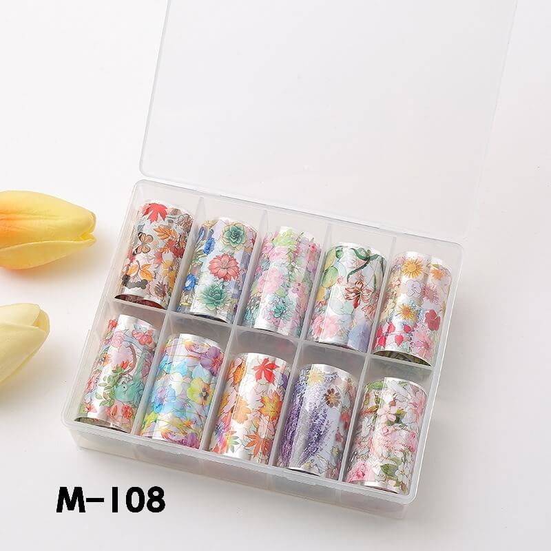 Leopard Starry Plaid Floral Nail Foil Transfer Paper – Mixed Pattern Nail Art Foils