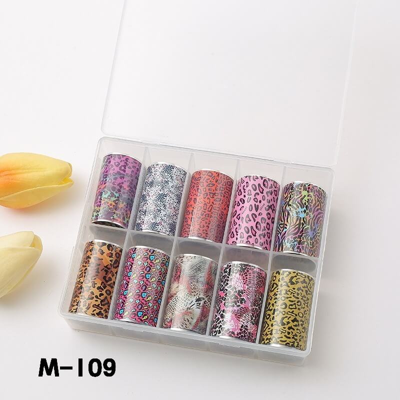 Leopard Starry Plaid Floral Nail Foil Transfer Paper – Mixed Pattern Nail Art Foils