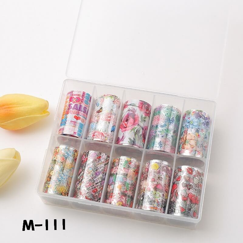 Leopard Starry Plaid Floral Nail Foil Transfer Paper – Mixed Pattern Nail Art Foils