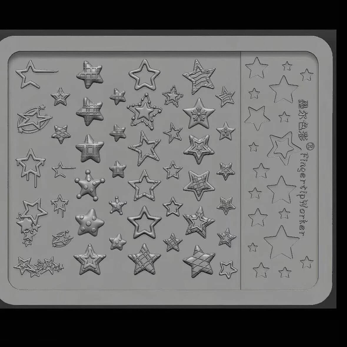 Star Silicone Nail Art Mold – 3D Five-Point Star Nail Design Mold