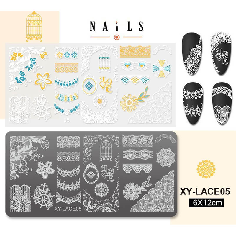Lace French Tip Nail Stamping Plate – Elegant Border Nail Art Steel Plate