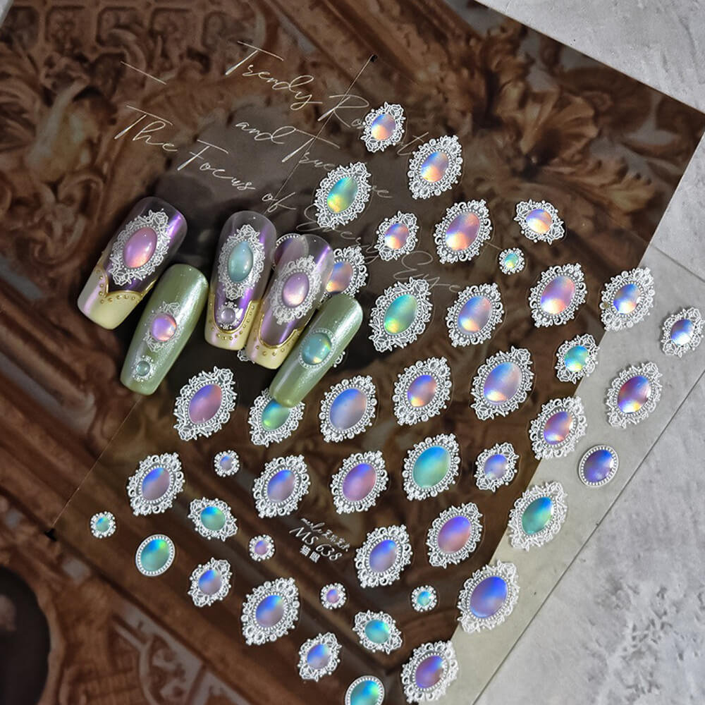 Retro Cat Eye Aurora Gem Nail Art Stickers