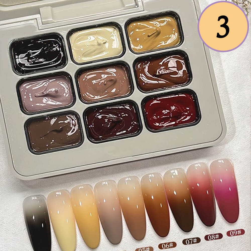 9-Color Ombre Nail Gel Polish No Wipe Painting Gel for Nail Art