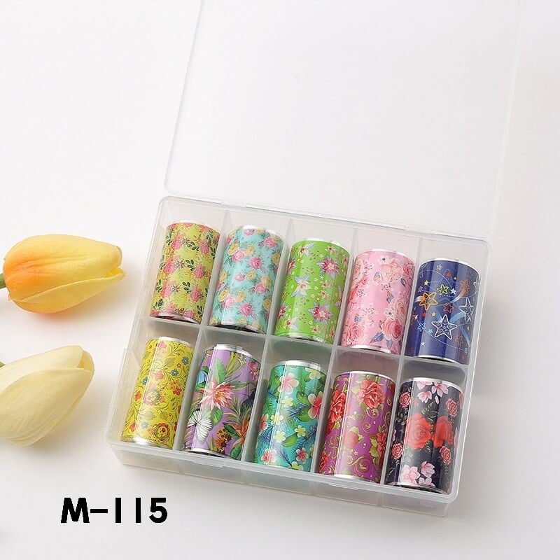 Leopard Starry Plaid Floral Nail Foil Transfer Paper – Mixed Pattern Nail Art Foils