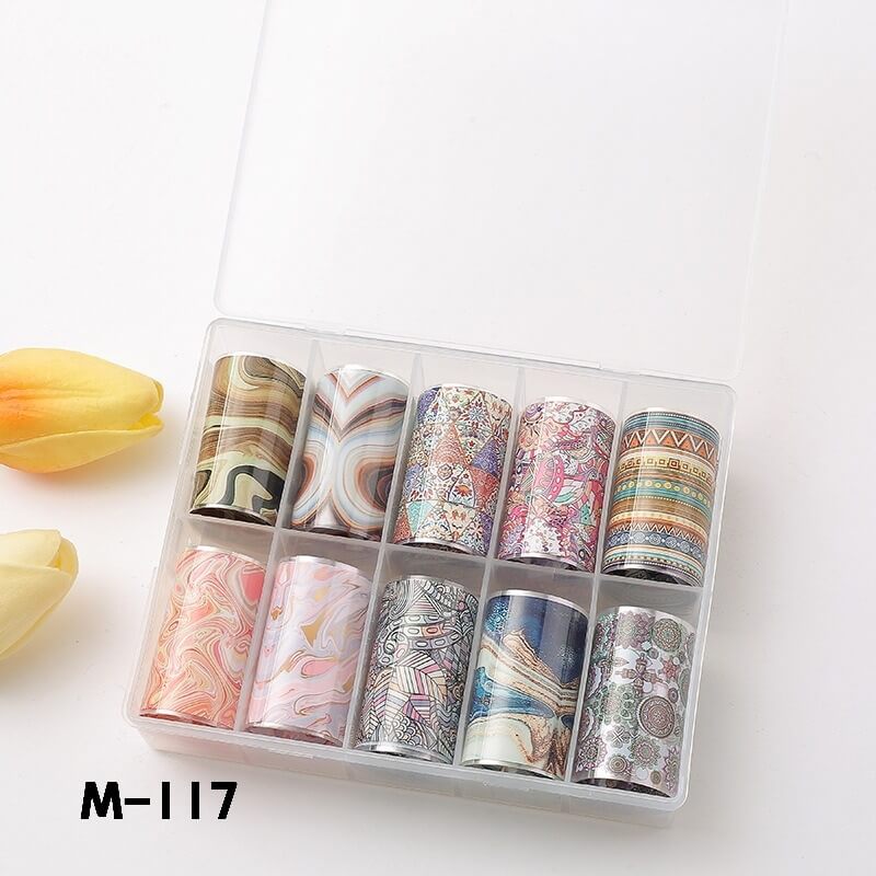 Leopard Starry Plaid Floral Nail Foil Transfer Paper – Mixed Pattern Nail Art Foils