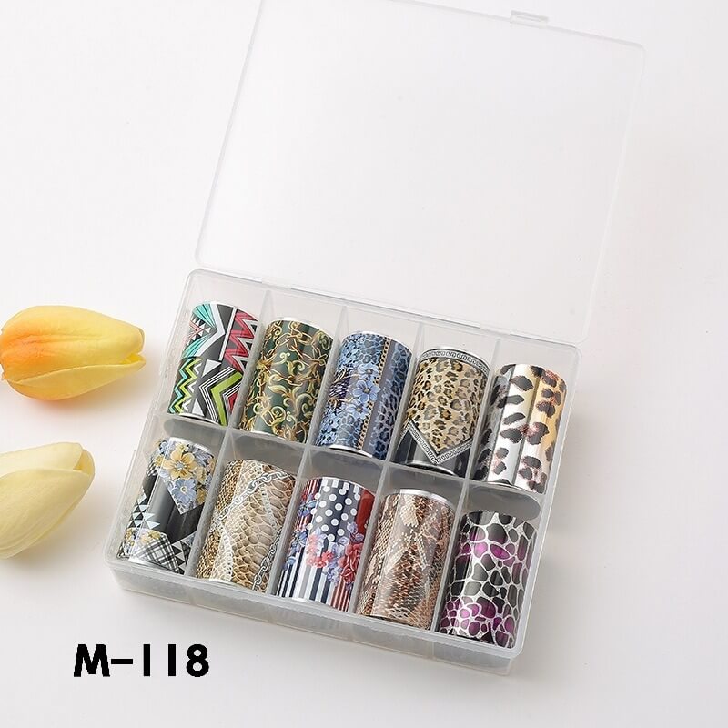 Leopard Starry Plaid Floral Nail Foil Transfer Paper – Mixed Pattern Nail Art Foils