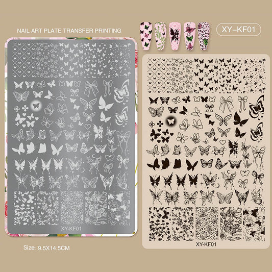 Butterfly Star Rose Bow Nail Stamping Plate –Cute Multi-Pattern Nail Art Steel Plate