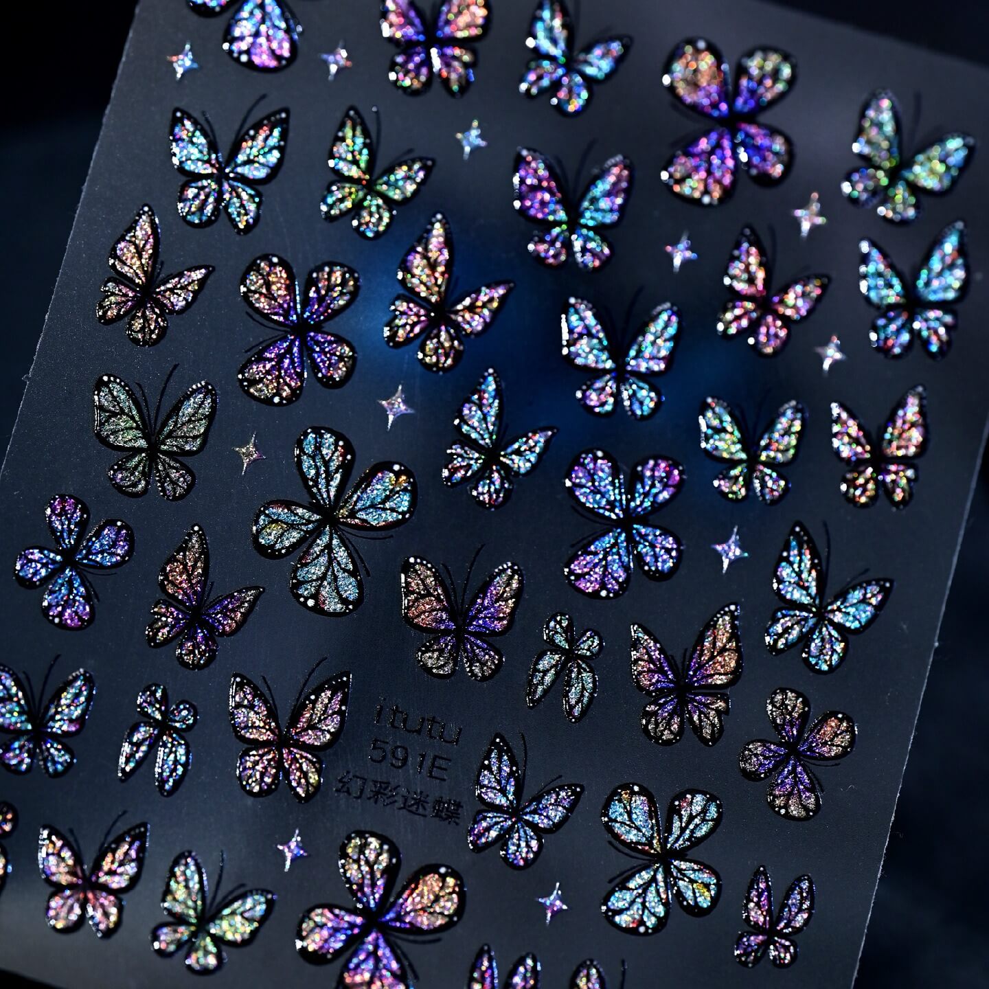 Holographic Sparkle Butterfly Nail Stickers – Shiny Nail Art Decals