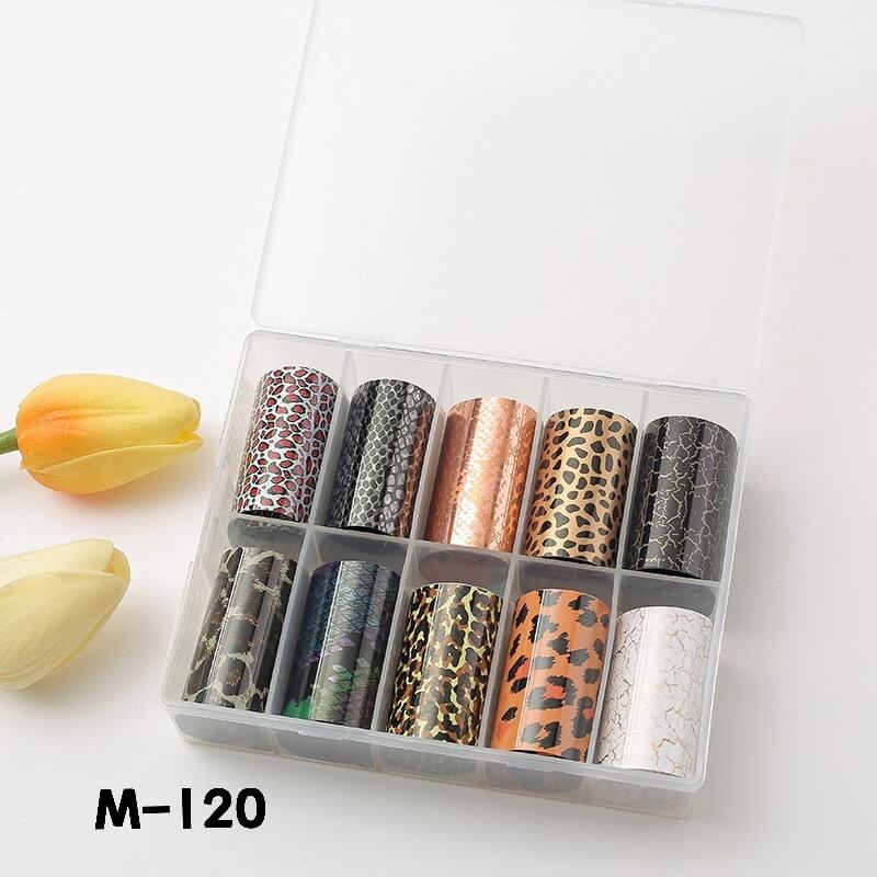 Leopard Starry Plaid Floral Nail Foil Transfer Paper – Mixed Pattern Nail Art Foils