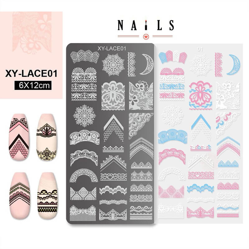 Lace French Tip Nail Stamping Plate – Elegant Border Nail Art Steel Plate