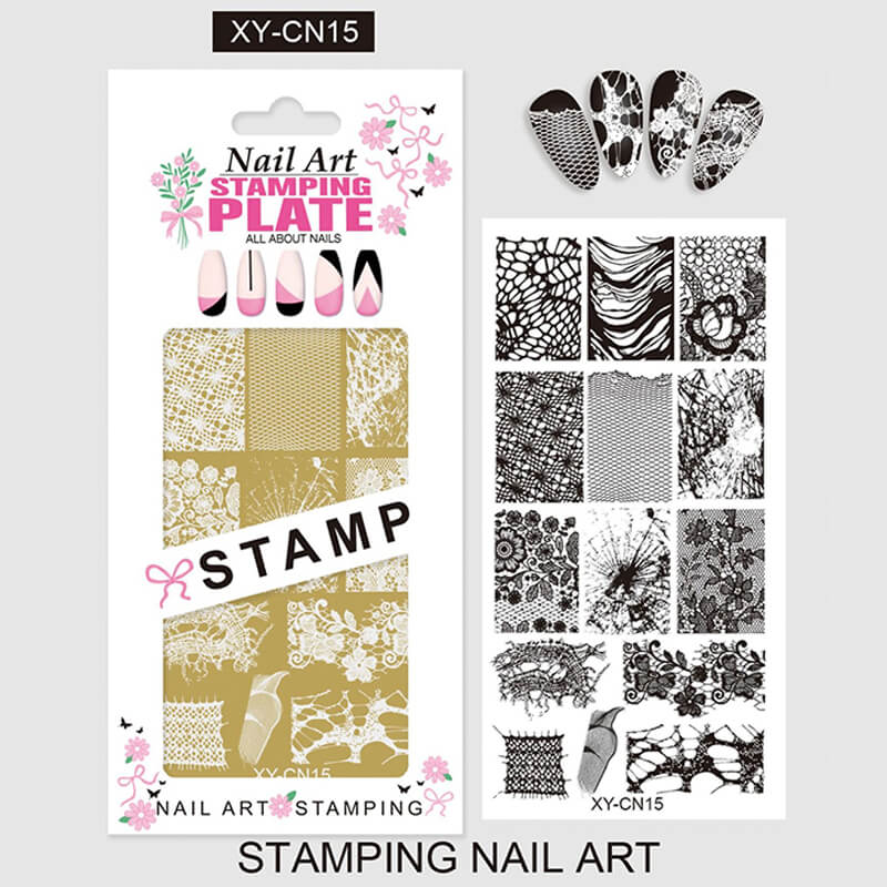 Plaid Butterfly Comic French Animal Nail Stamping Plate – Multi-Pattern Nail Art Steel Plate