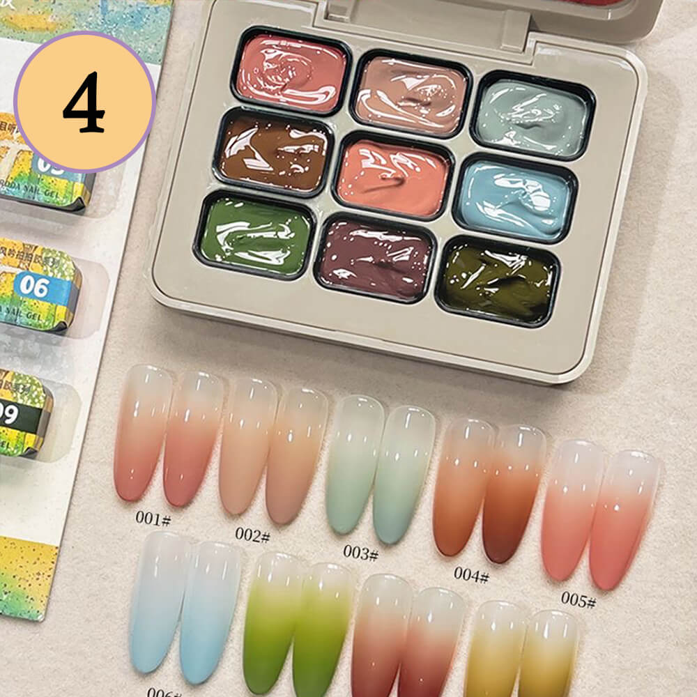 9-Color Ombre Nail Gel Polish No Wipe Painting Gel for Nail Art