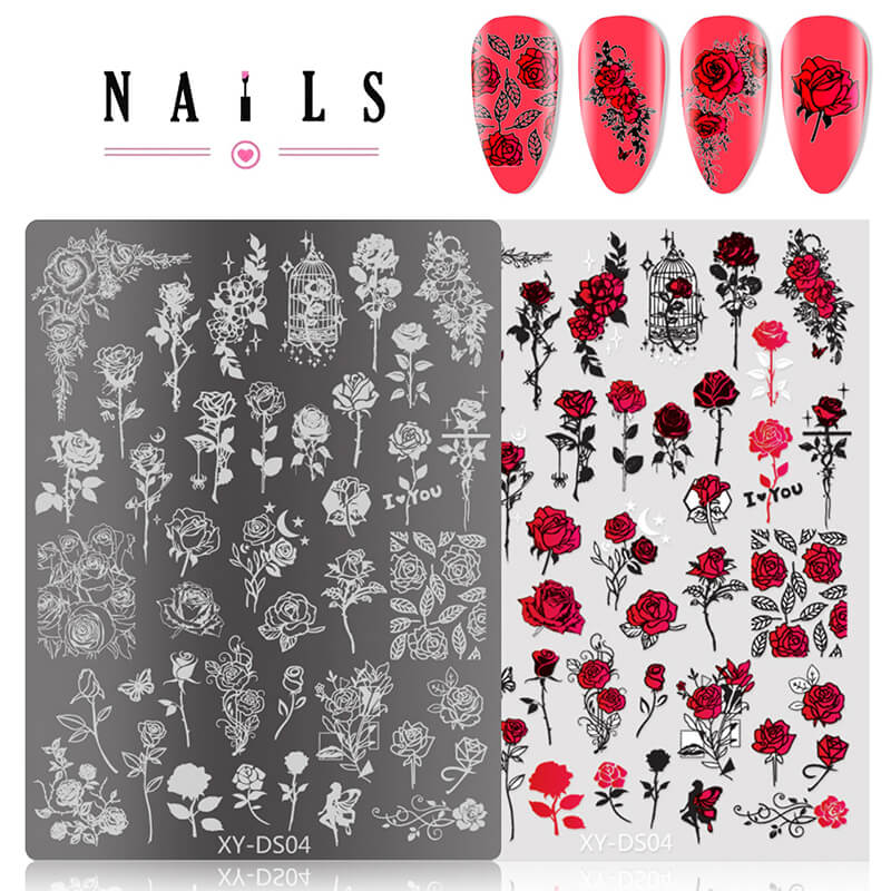 Butterfly Floral Heart Window Pattern Nail Stamping Plate – Multi-Pattern Nail Art Steel Plate