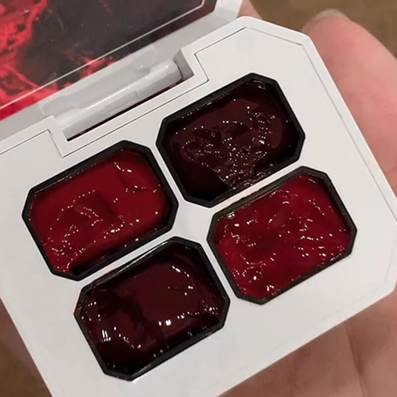 Close-up of red gel shades showing rich pigment from cherry to burgundy