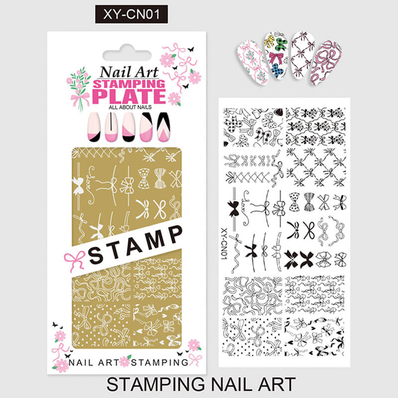 Plaid Butterfly Comic French Animal Nail Stamping Plate – Multi-Pattern Nail Art Steel Plate