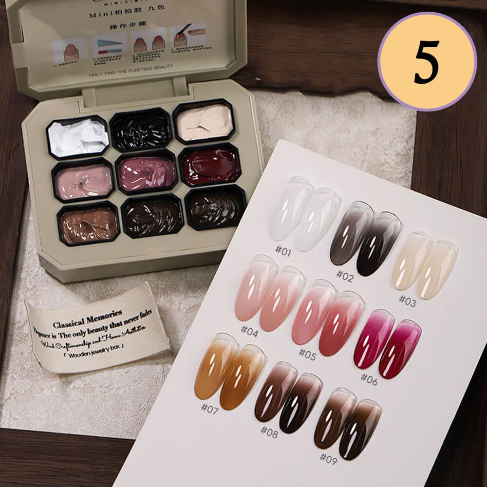 9-Color Ombre Nail Gel Polish No Wipe Painting Gel for Nail Art