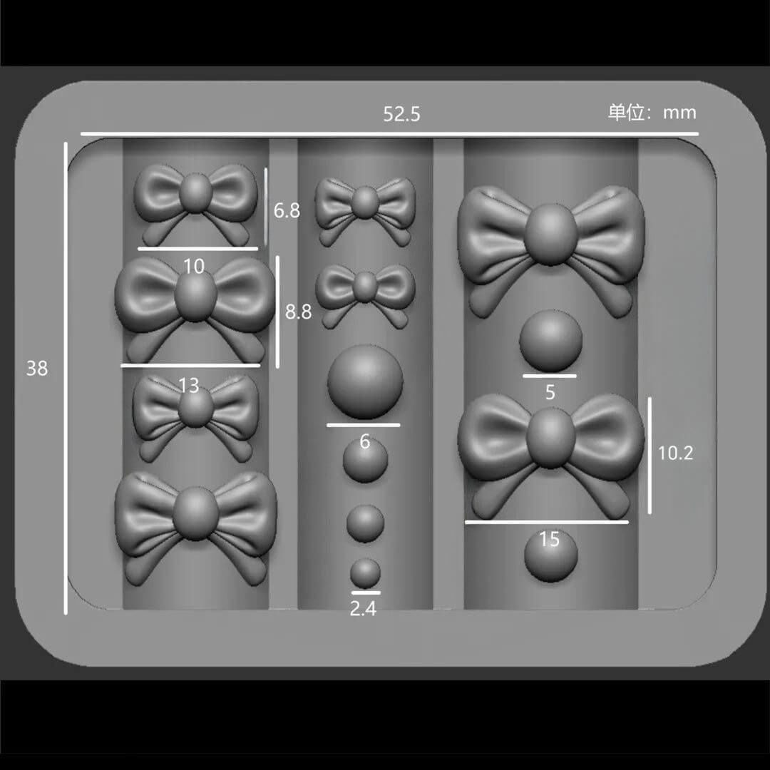 3D bow nail mold used for cute nail decorations
