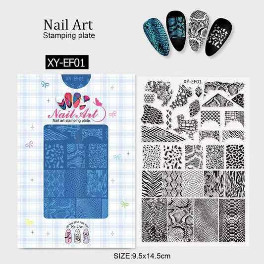 Lace Zebra Crocodile Butterfly Botanical Nail Stamping Plate – Multi-Pattern Nail Art Steel Plate