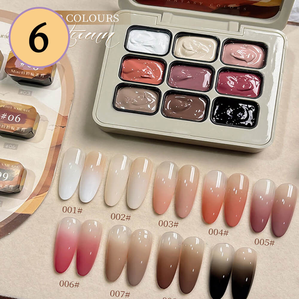 9-Color Ombre Nail Gel Polish No Wipe Painting Gel for Nail Art