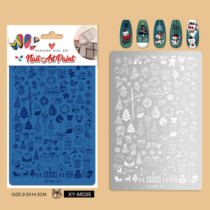 Christmas Nail Stamping Plate – Snowflake & Christmas Tree Nail Art Steel Plate