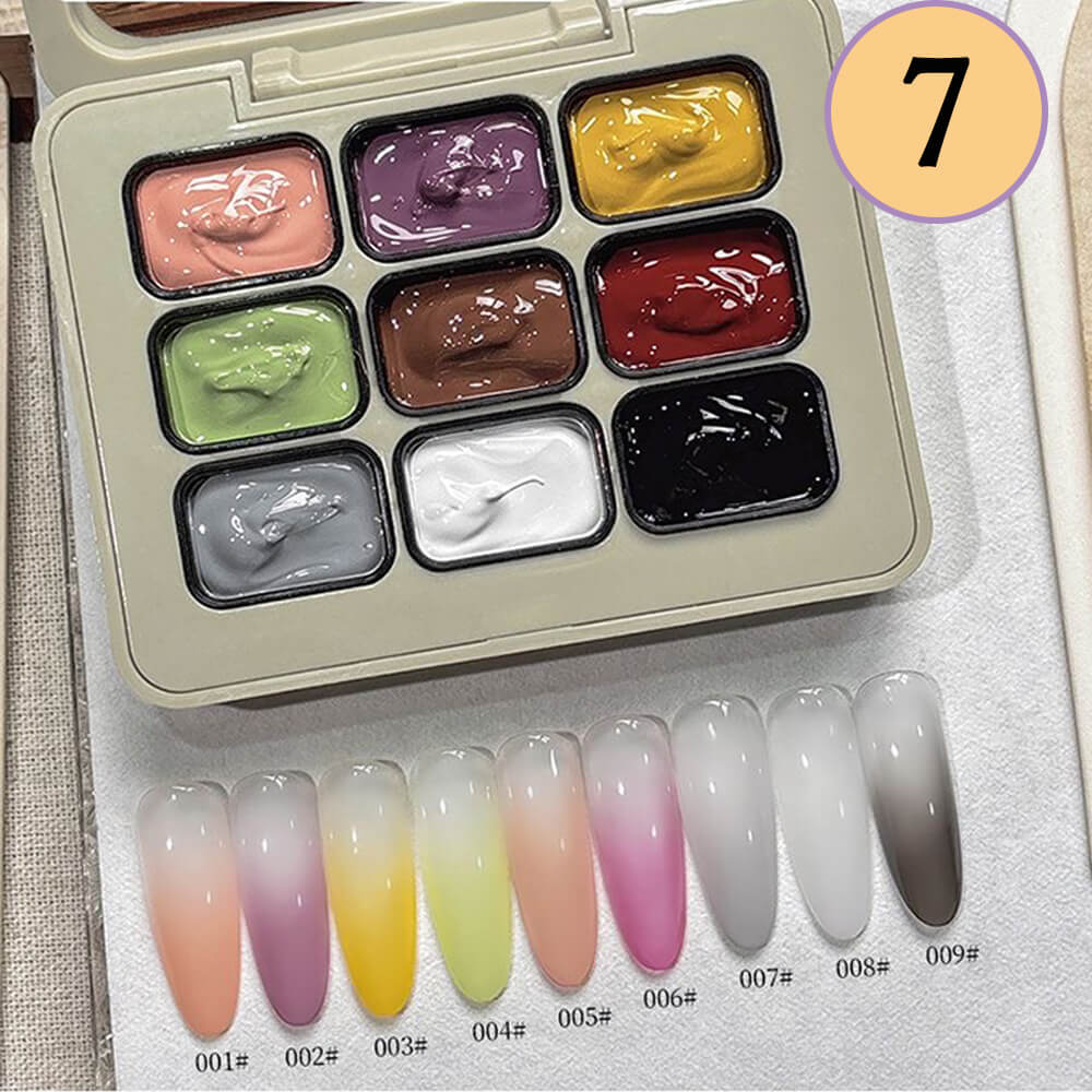9-Color Ombre Nail Gel Polish No Wipe Painting Gel for Nail Art